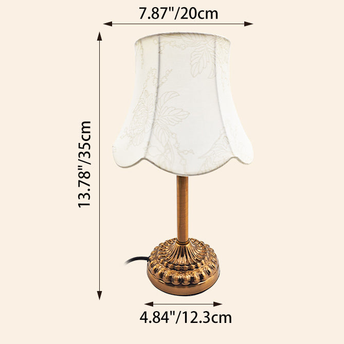 Traditional Vintage Fabric Hardware Round 1-Light Table Lamp For Bedroom