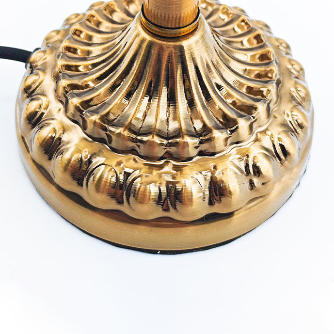 Traditional Vintage Fabric Hardware Round 1-Light Table Lamp For Bedroom