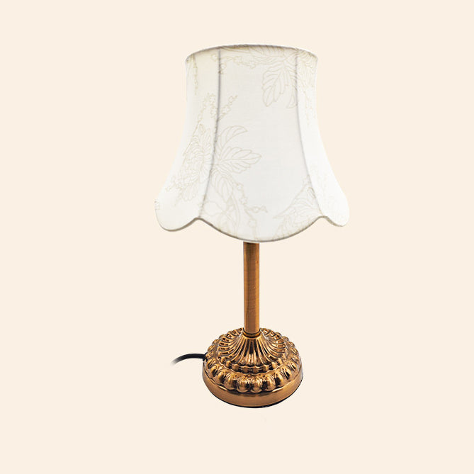 Traditional Vintage Fabric Hardware Round 1-Light Table Lamp For Bedroom