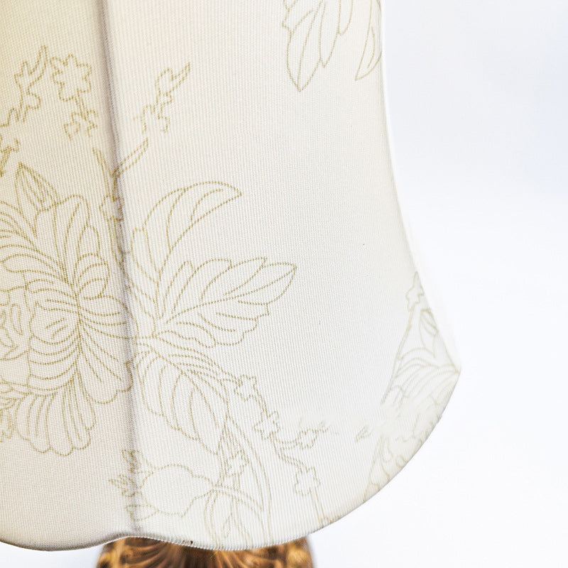 Traditional Vintage Fabric Hardware Round 1-Light Table Lamp For Bedroom