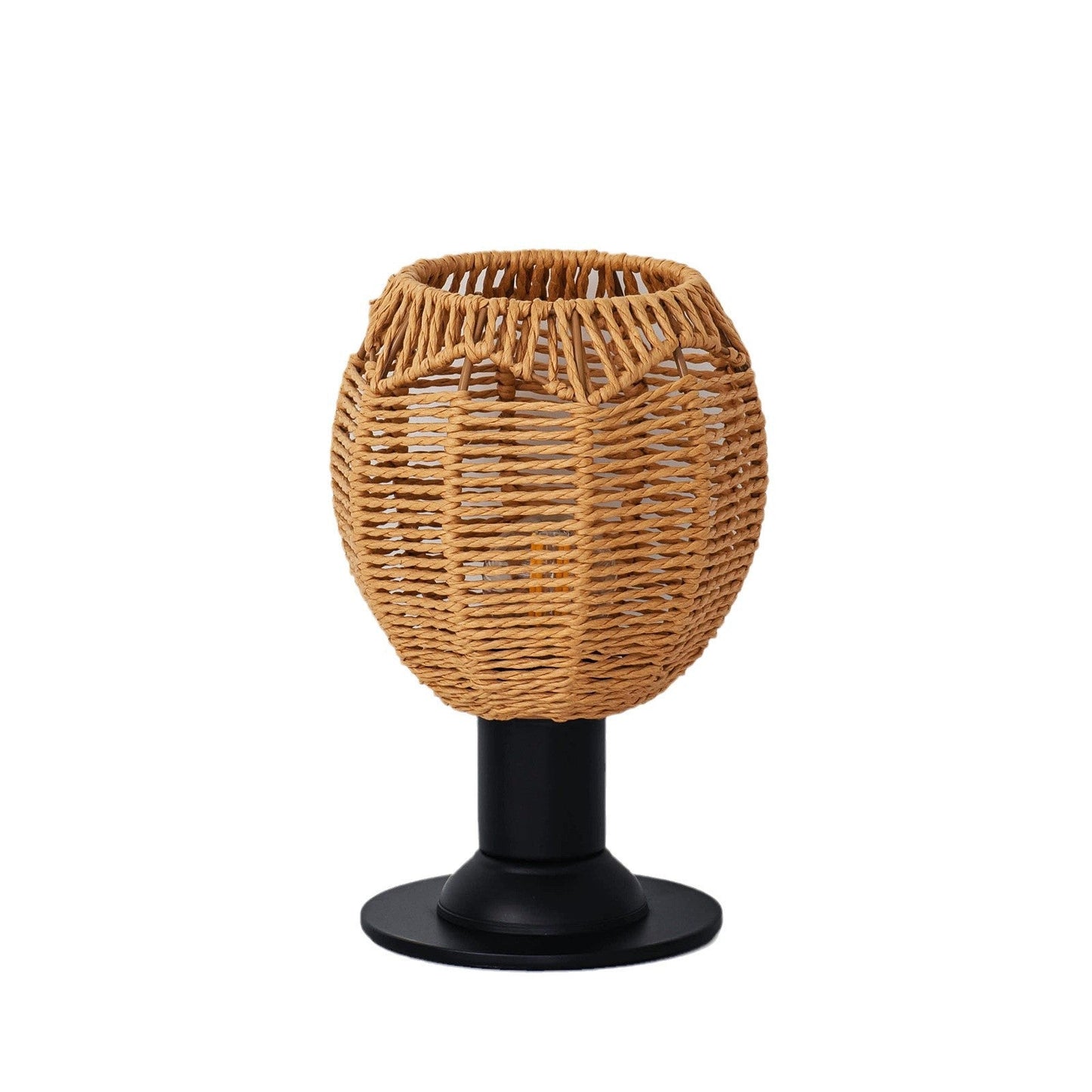 Traditional Vintage Hemp Rope Weaving Cage Hardware 1-Light Table Lamp For Bedroom