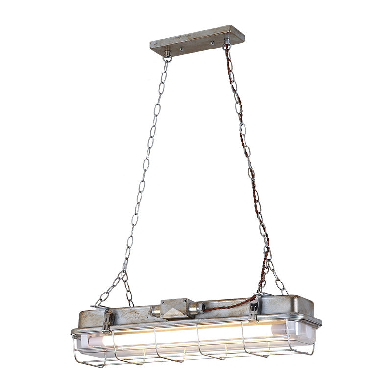 Contemporary Industrial Iron PC Long Strip 2-Light Island Light Pendant Light For Living Room