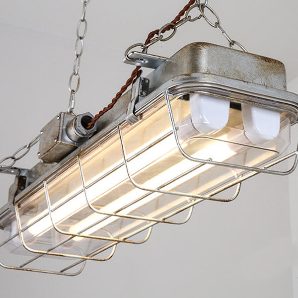 Contemporary Industrial Iron PC Long Strip 2-Light Island Light Pendant Light For Living Room