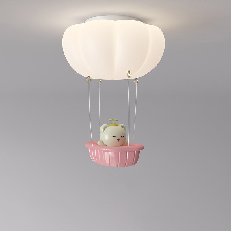 Contemporary Creative Iron PE Cartoon Bear LED Flush Mount Ceiling Light For Bedroom