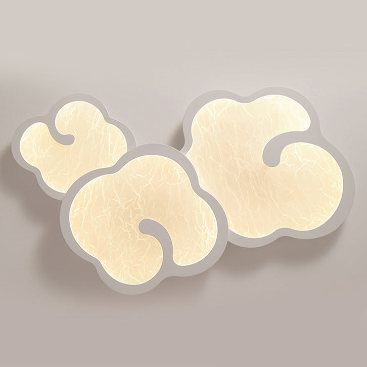 Contemporary Simplicity Iron Walnut Grain Cloud Acrylic LED Flush Mount Ceiling Light For Bedroom