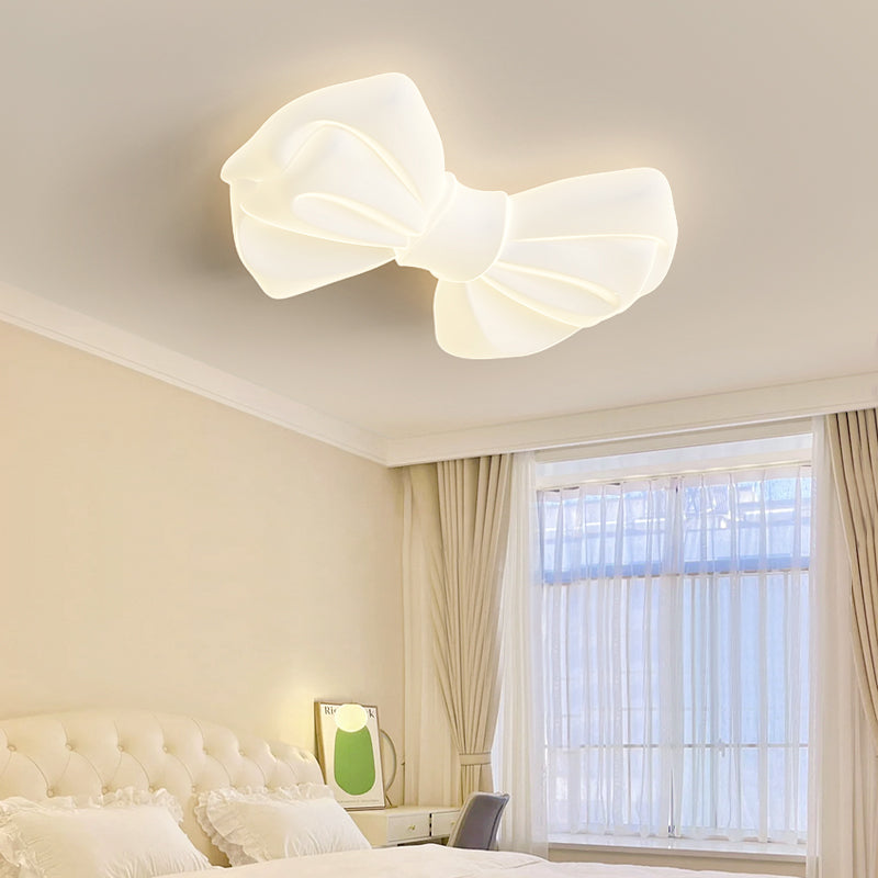 Contemporary Creative Bow Tie Iron PE Shade LED Flush Mount Ceiling Light For Bedroom
