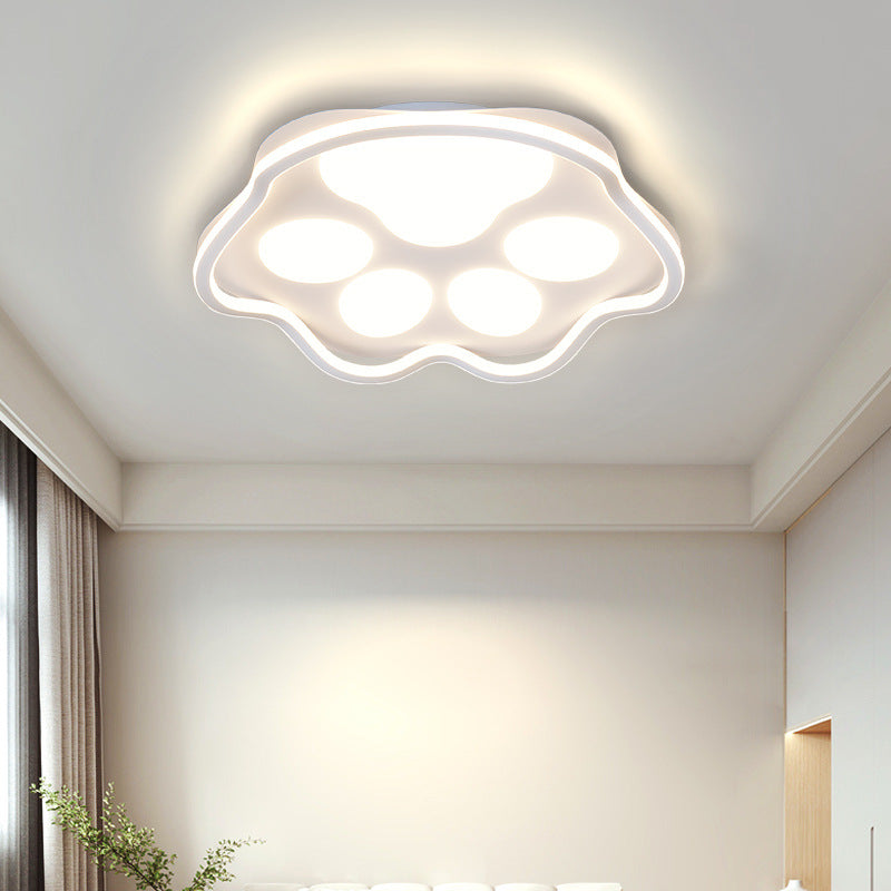 Contemporary Scandinavian Cartoon Cat Claw Acrylic Shade Iron LED Flush Mount Ceiling Light For Bedroom