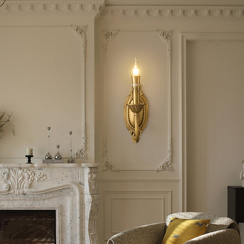Contemporary Luxury Full Copper Candelabra 1-Light Wall Sconce Lamp For Living Room