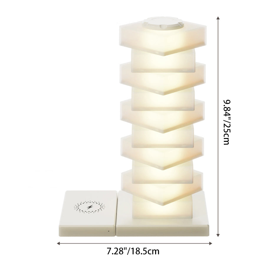 Contemporary Creative Plastic Cube Stacking Wireless Charging USB LED Table Lamp For Bedroom