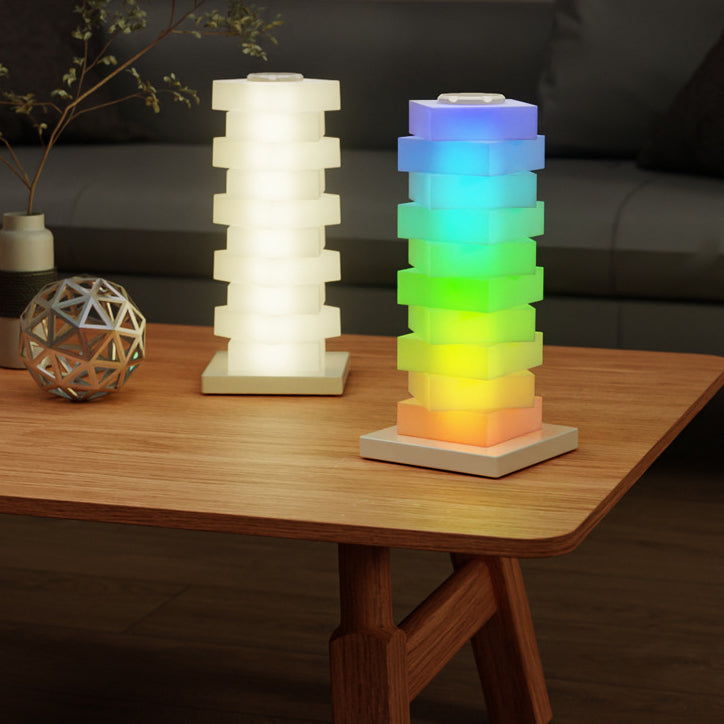 Contemporary Creative Plastic Cube Stacking Wireless Charging USB LED Table Lamp For Bedroom