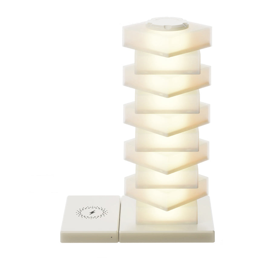 Contemporary Creative Plastic Cube Stacking Wireless Charging USB LED Table Lamp For Bedroom