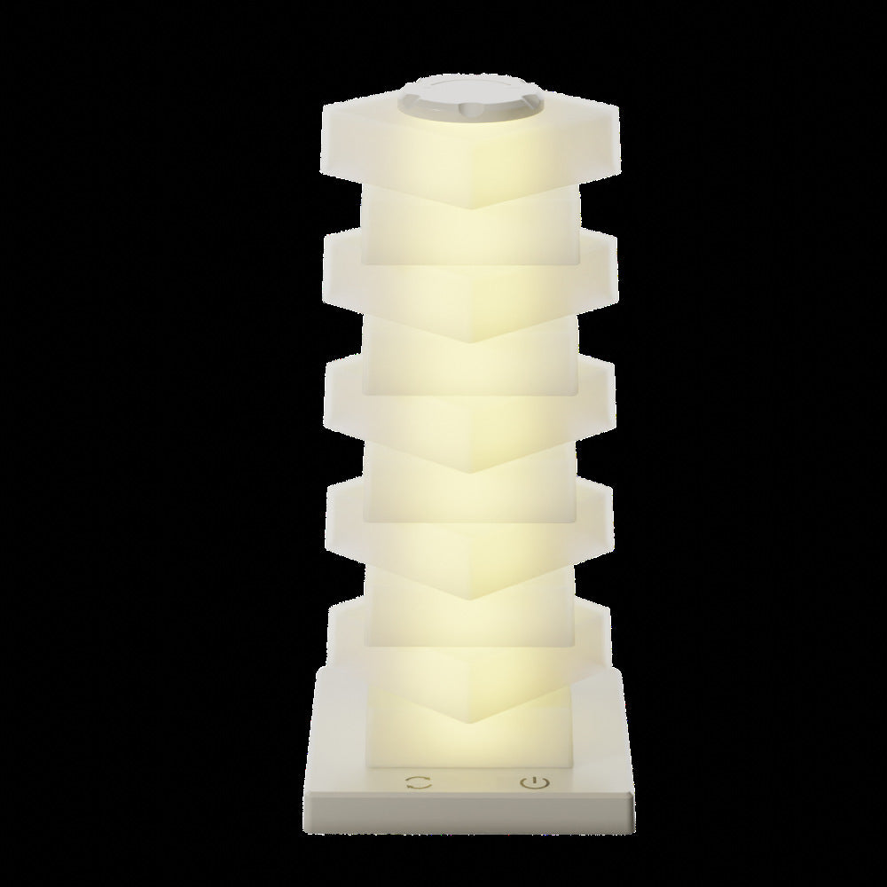 Contemporary Creative Plastic Cube Stacking Wireless Charging USB LED Table Lamp For Bedroom
