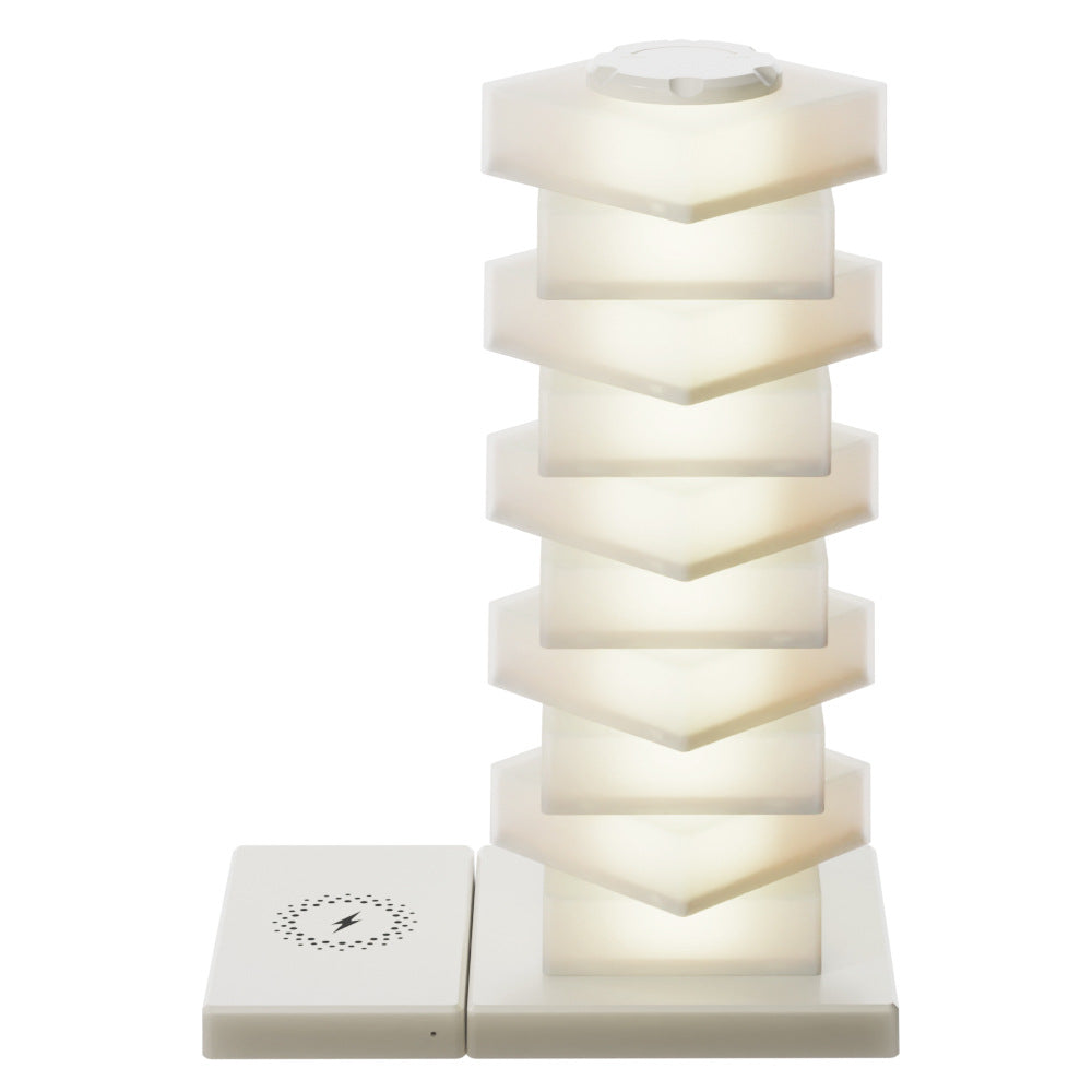 Contemporary Creative Plastic Cube Stacking Wireless Charging USB LED Table Lamp For Bedroom
