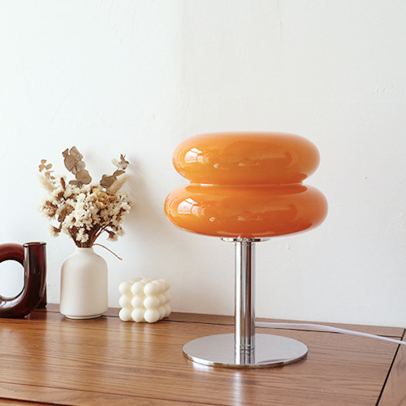 Contemporary Creative Glass Egg Tart Iron 1-Light Table Lamp For Bedroom
