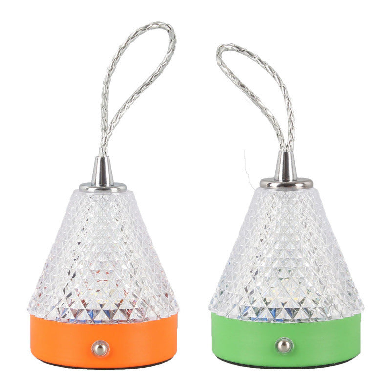 Modern Simplicity Conical Acrylic Metal USB Charging LED Portable Table Lamp For Bedroom