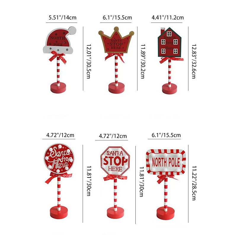 Contemporary Creative Christmas Road Sign Decoration Wooden Metal LED Table Lamp For Living Room
