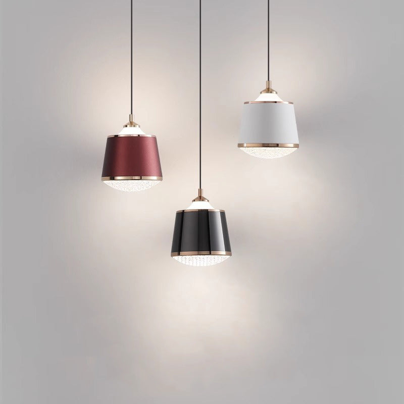 Contemporary Nordic Iron Acrylic Round Liftable LED Pendant Light For Bedroom