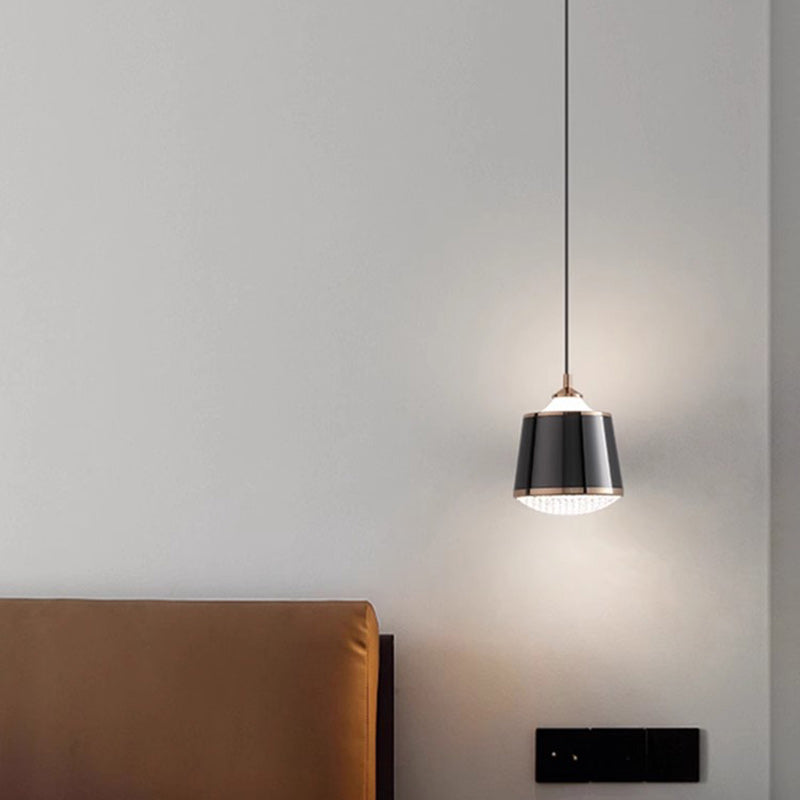 Contemporary Nordic Iron Acrylic Round Liftable LED Pendant Light For Bedroom