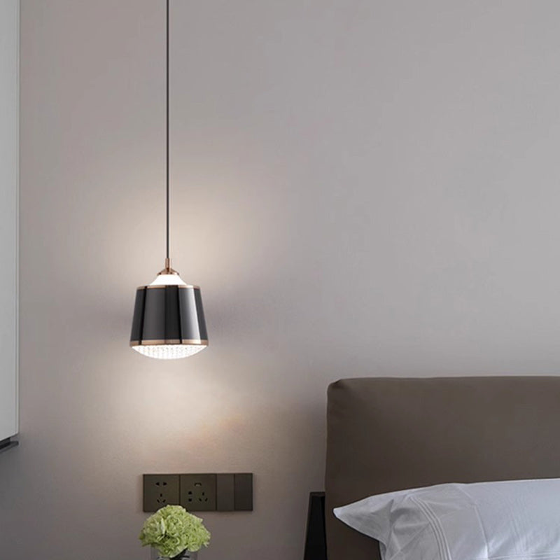 Contemporary Nordic Iron Acrylic Round Liftable LED Pendant Light For Bedroom