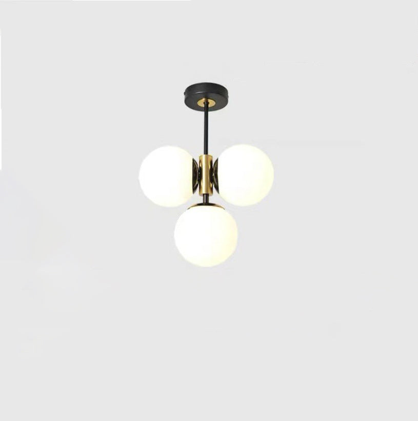 مصباح سقف شبه مدمج بثلاث مصابيح من مجموعة Modern Simplicity Hardware، بتصميم كرة زجاجية، لغرفة المعيشة