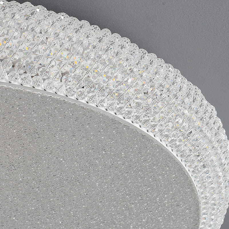 Contemporary Luxury Iron Crystal Round LED Flush Mount Ceiling Light For Bedroom