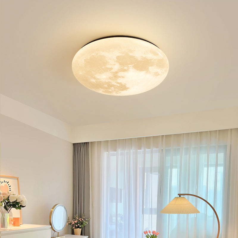 Contemporary Simplicity Blue Planet Moon Iron Acrylic LED Flush Mount Ceiling Light For Bedroom