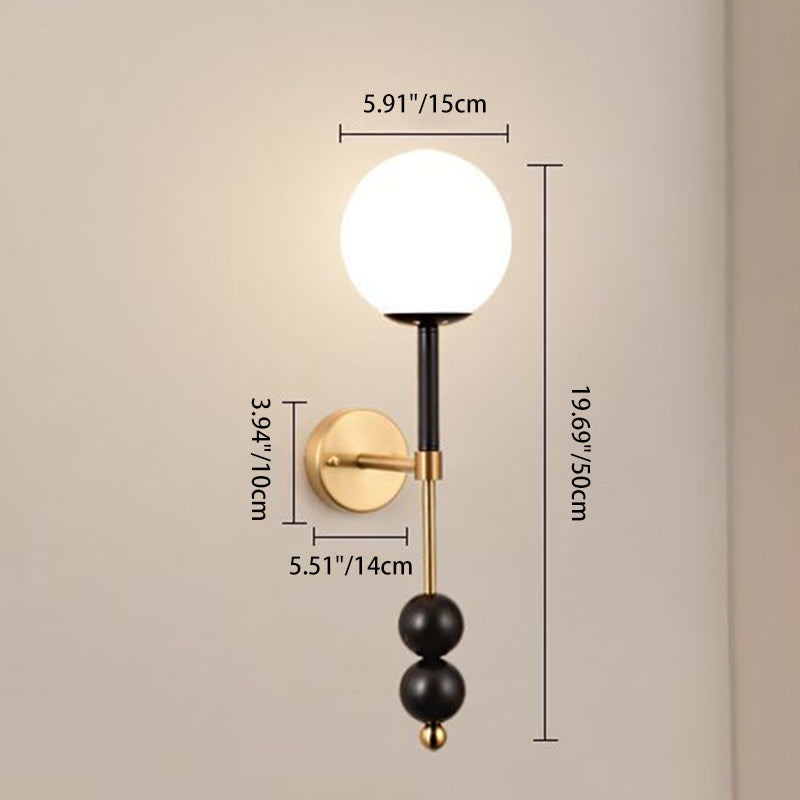 Traditional French Glass Ball Shade Hardware 1-Light Wall Sconce Lamp For Living Room