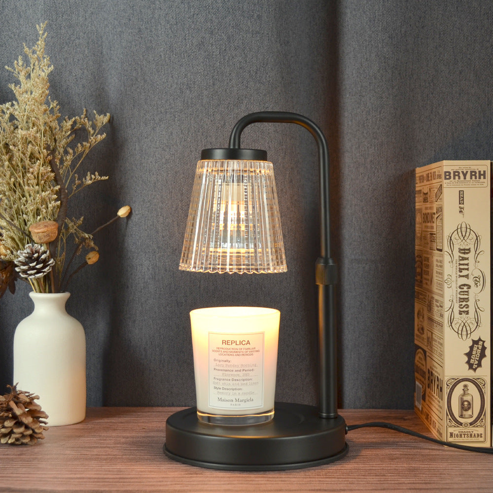 Modern Simplicity Iron Glass Cylinder Shade 1-Light Melting Wax Table Lamp For Bedroom