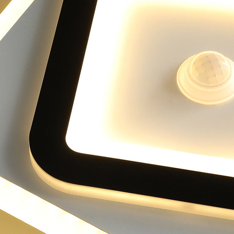 Modern Minimalist Geometry Square Iron Acrylic LED Flush Mount Ceiling Light For Living Room
