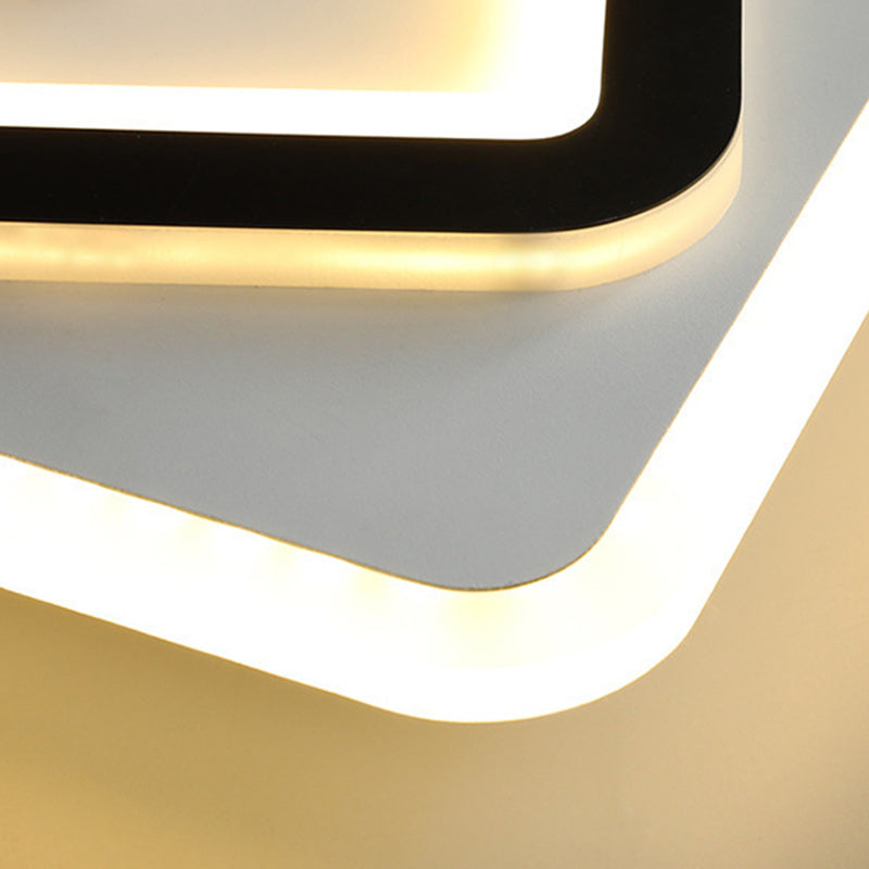 Modern Minimalist Geometry Square Iron Acrylic LED Flush Mount Ceiling Light For Living Room