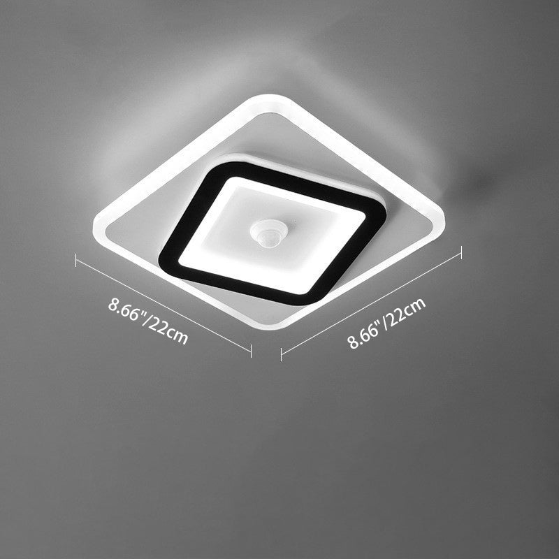 Modern Minimalist Geometry Square Iron Acrylic LED Flush Mount Ceiling Light For Living Room