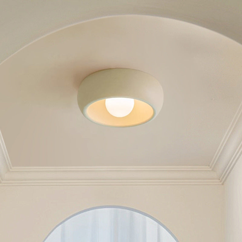 Contemporary Scandinavian Iron Glass Round Shade 1-Light Flush Mount Ceiling Light For Living Room