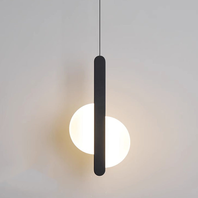 Contemporary Scandinavian Geometric Circle Acrylic Iron LED Pendant Light For Bedroom