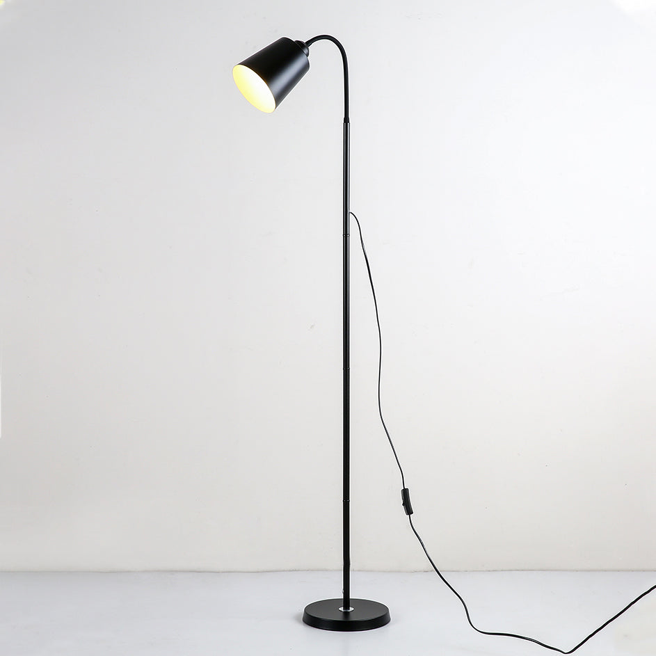 Contemporary Nordic Cylinder Iron Shade Arc Rod 1-Light Standing Floor Lamp For Living Room