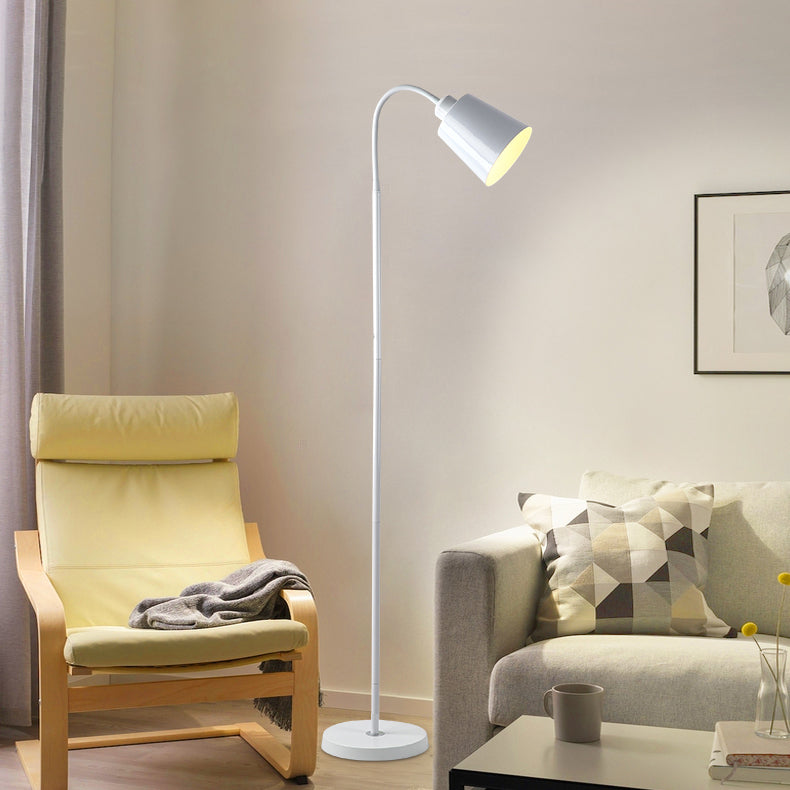 Contemporary Nordic Cylinder Iron Shade Arc Rod 1-Light Standing Floor Lamp For Living Room