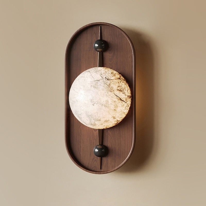 Traditional French Oval Iron Marble Spherical Shade 1-Light Wall Sconce Lamp For Living Room