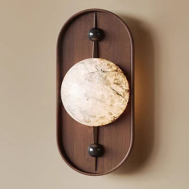 Traditional French Oval Iron Marble Spherical Shade 1-Light Wall Sconce Lamp For Living Room