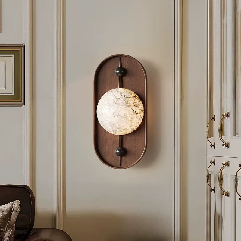 Traditional French Oval Iron Marble Spherical Shade 1-Light Wall Sconce Lamp For Living Room