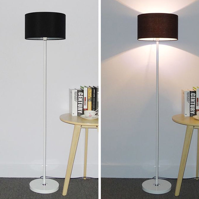Contemporary Simplicity Cylinder Fabric Shade Iron 1-Light Standing Floor Lamp For Living Room