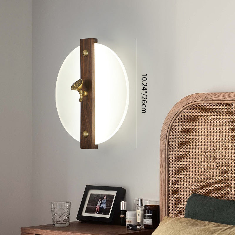 Traditional Chinese Rectangular Walnut Wood Acrylic Shade LED Wall Sconce Lamp For Living Room