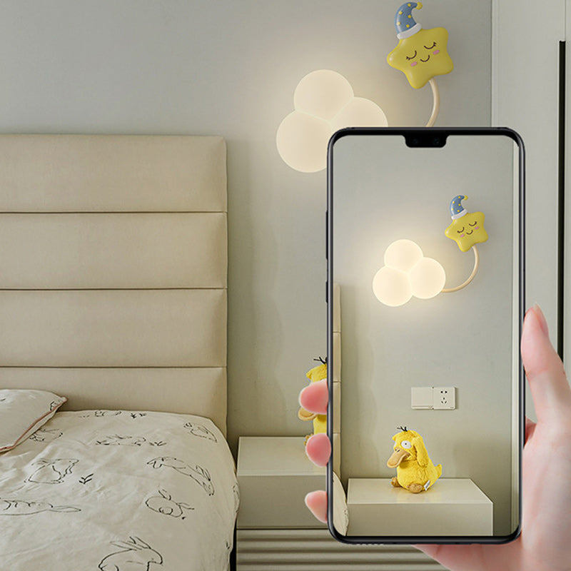 Contemporary Creative Rainbow Hot Air Balloon Kite Iron PE LED Wall Sconce Lamp For Living Room