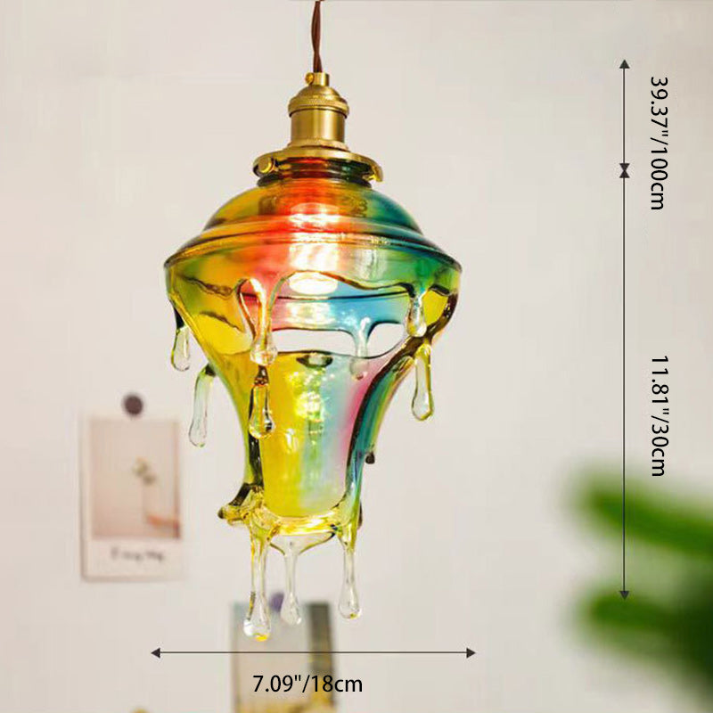 Contemporary Creative Resin Water Droplet Brass 1-Light Pendant Light For Living Room