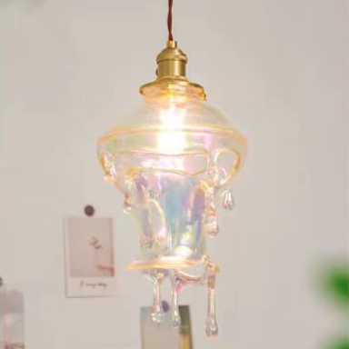 Contemporary Creative Resin Water Droplet Brass 1-Light Pendant Light For Living Room