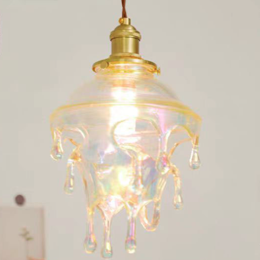 Contemporary Creative Resin Water Droplet Brass 1-Light Pendant Light For Living Room