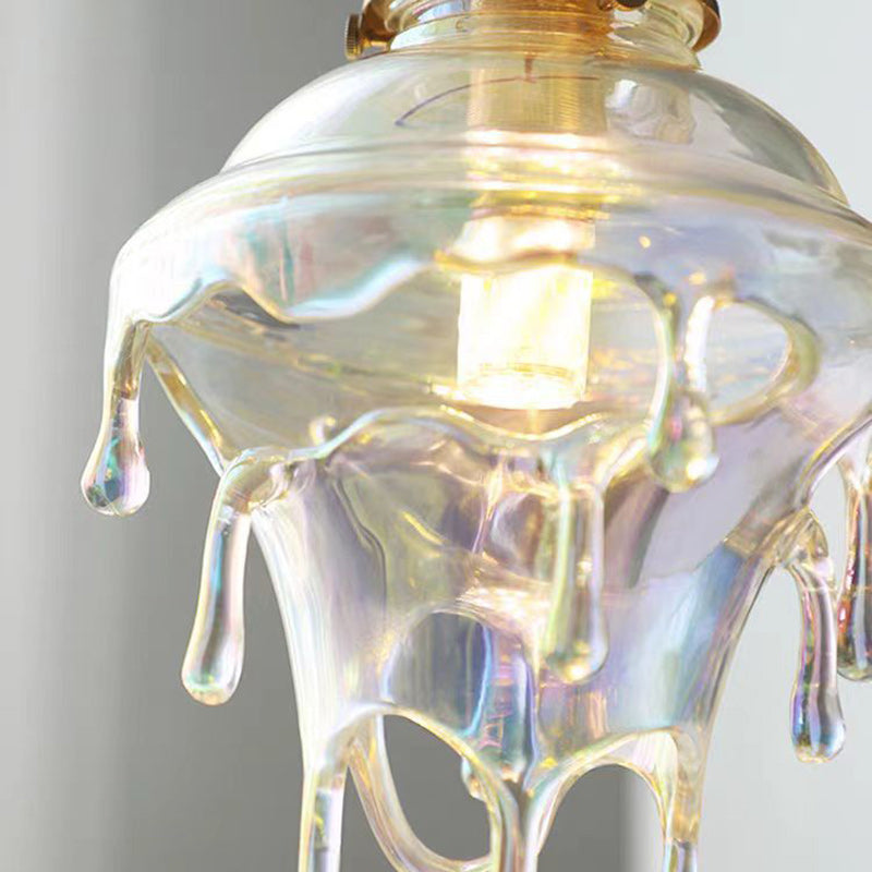 Contemporary Creative Resin Water Droplet Brass 1-Light Pendant Light For Living Room