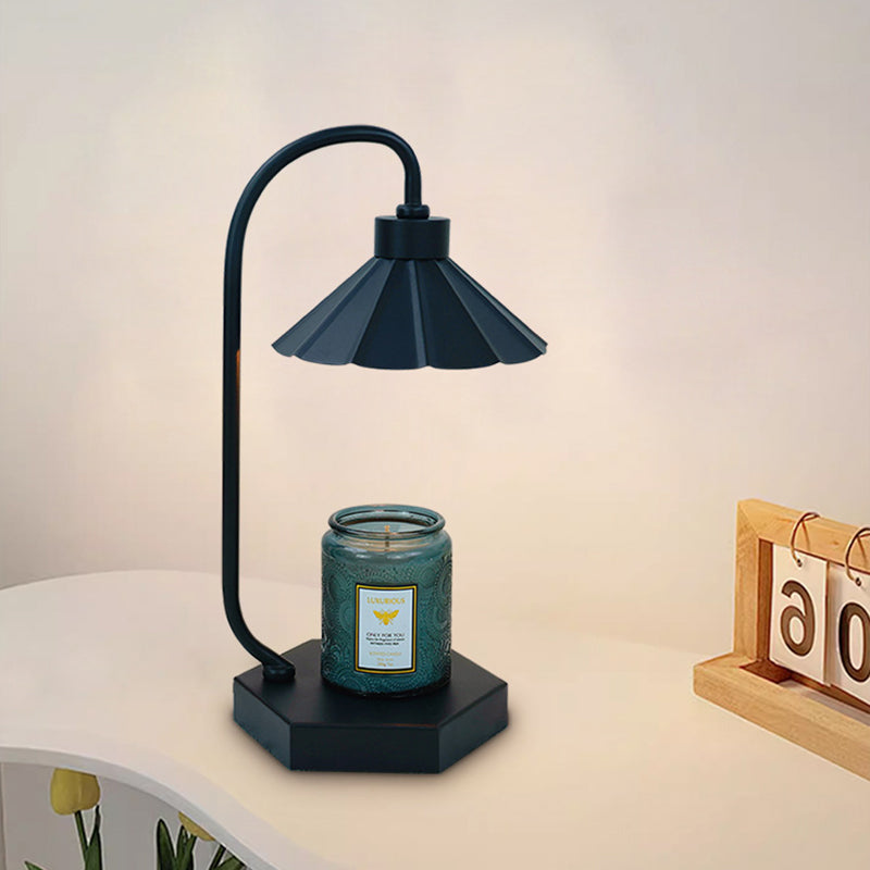 Contemporary Nordic Glass Umbrella Shade Iron 1-Light Melting Wax Table Lamp For Bedroom