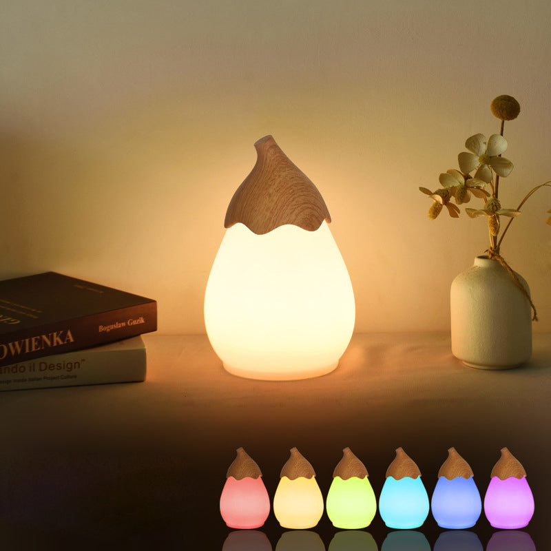 Modern Simplicity Iron Pear PE Shade Portable LED Table Lamp Night Light For Bedroom