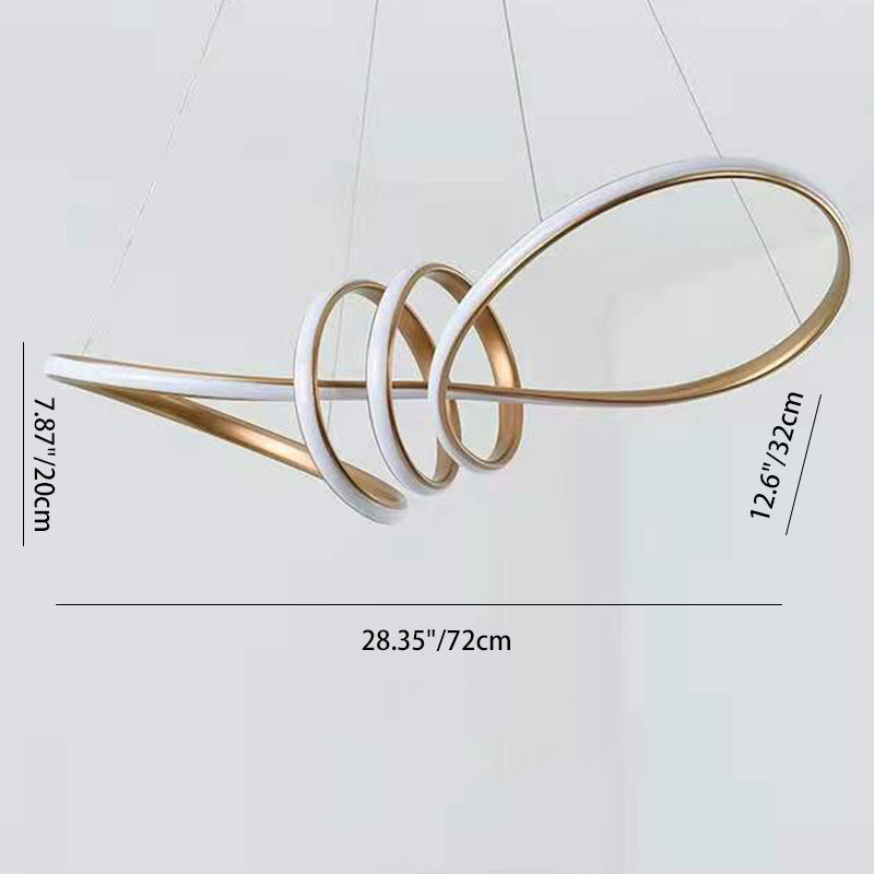 Contemporary Creative Curved Aluminum Ring LED Pendant Light For Living Room
