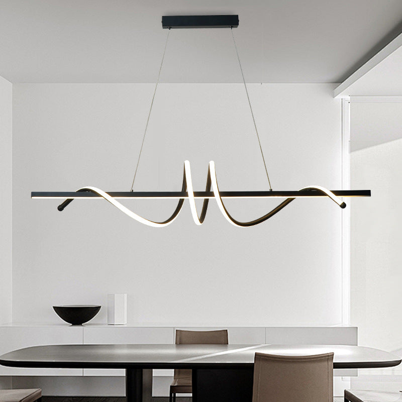 Modern Minimalist Iron Spiral Winding Acrylic Linear LED Island Light Pendant Light For Living Room