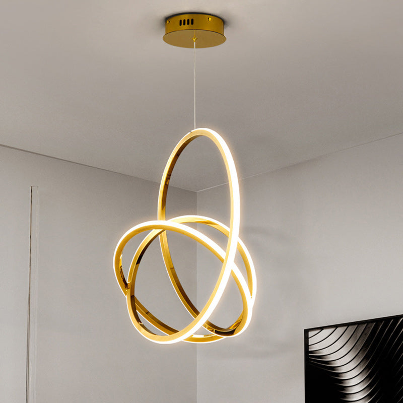 Modern Minimalist Stainless Steel Geometric Silicone Circle Ring LED Pendant Light For Living Room